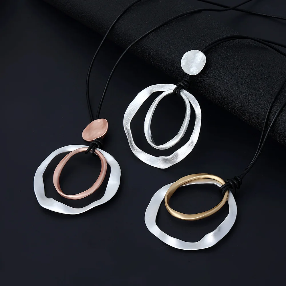 DIY accessories foreign trade popular female long chain retro European and American metal ring simple necklace jewelry sweat