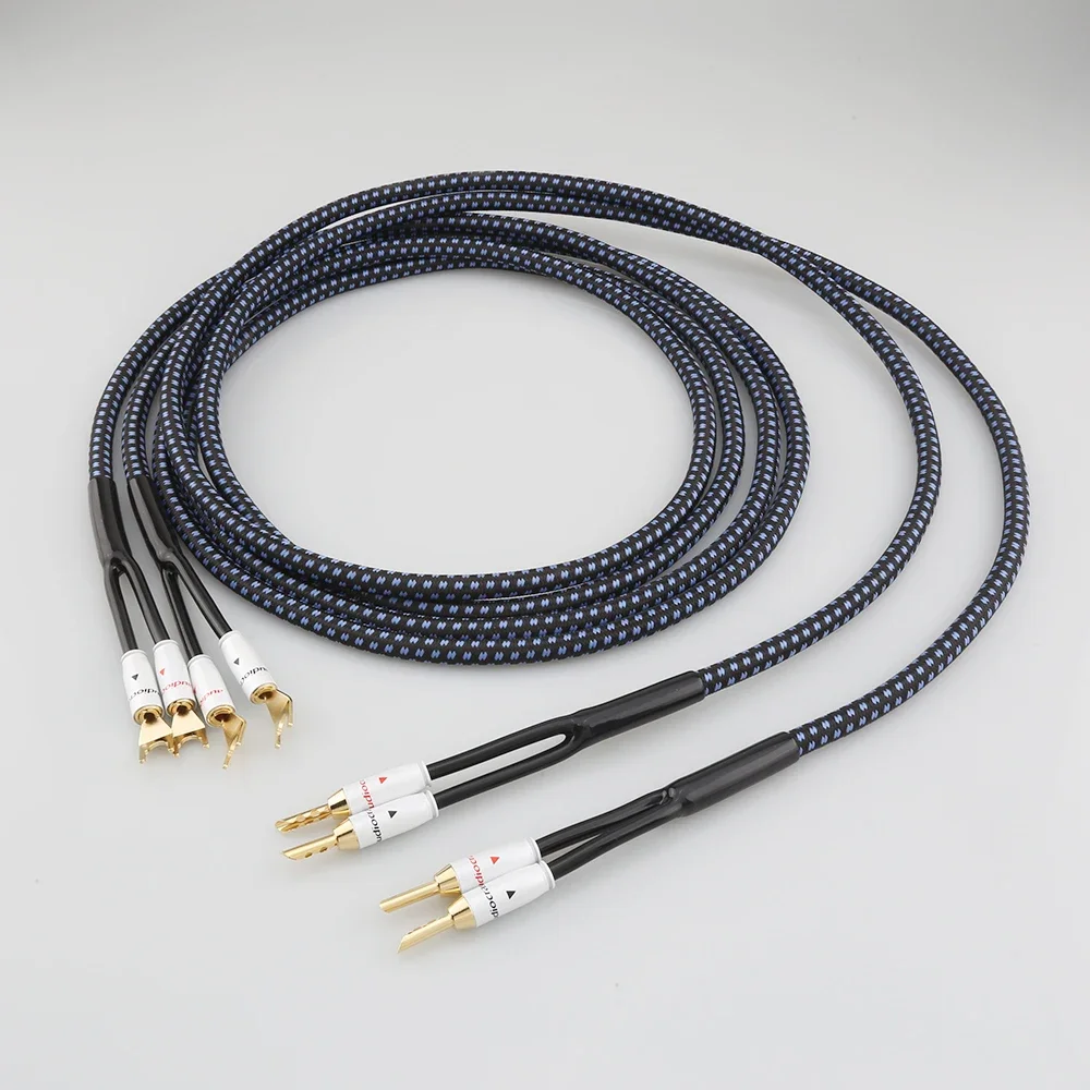 Пара Audiocrast SP14 HIFI посеребренный акустический кабель Hi-end OCC провод усилителя шнур аудио линия для систем Hi-Fi Y/банановый штекер