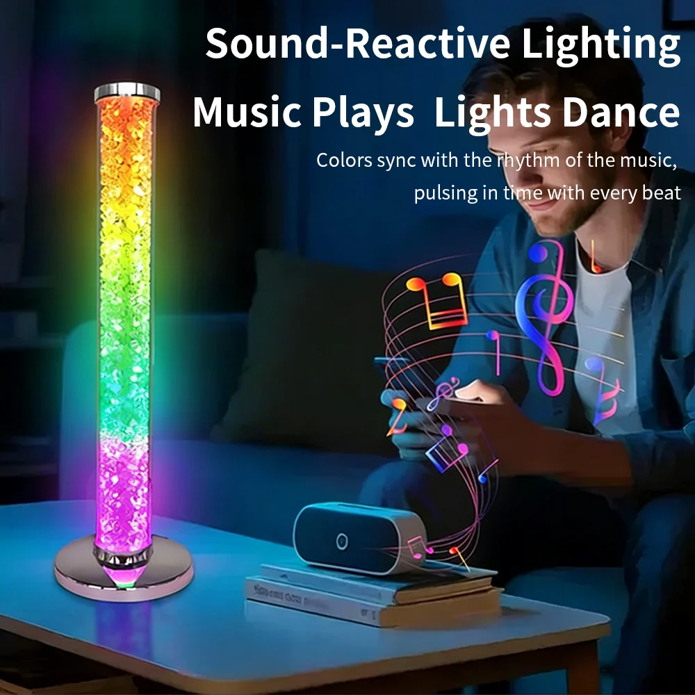 RGB Acryl-Diamant Desktop-Ambientelicht 360° °   Leuchtende Musik-Synchronisationslampe APP-Fernbedienung USB-Betriebenes Gaming-Dekorationslicht