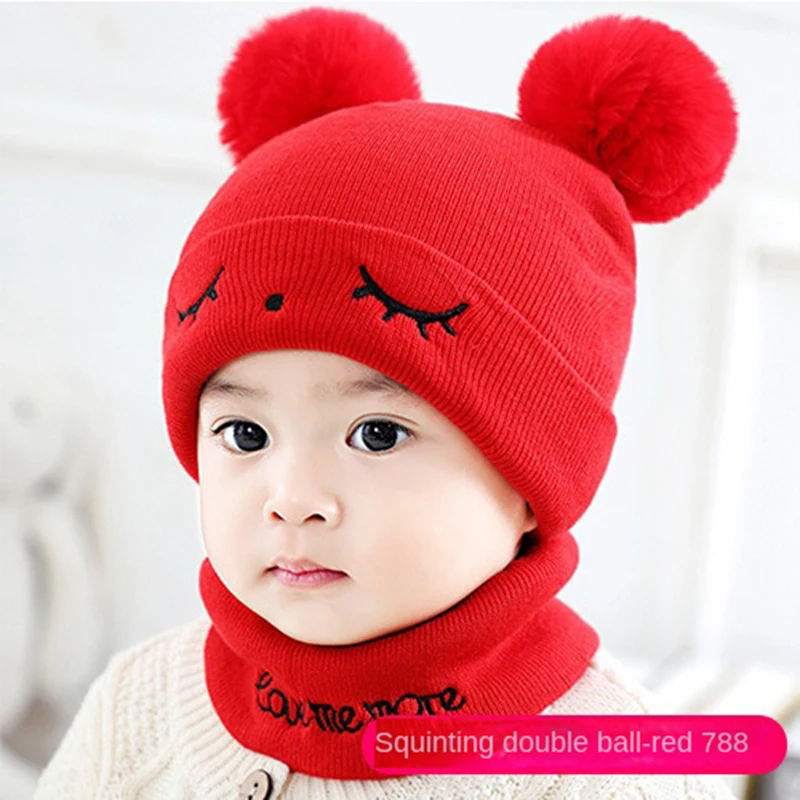 Solid Color Wool Knitted Bonnet Bebe Newborn Baby Hat Pompom Cute Winter Hat For Kids Boys Girls Children Warm Beanie Cap 0-3Y