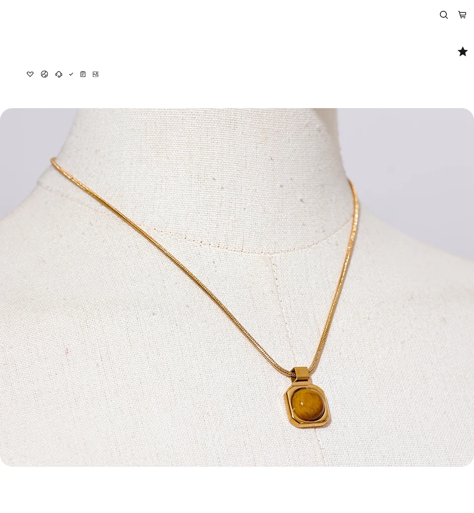 Yhpup High Quality Natural Tiger Stone Square Pendant Necklace Rust Proof Gold Color Fashion Collar Versatile Jewelry Gift