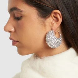 Stonefans Bling Moon Dangle Earrings Piercing Women Pageant Jewelry Fashion Design Crystal Hanging Earrings Handmade Party Gift