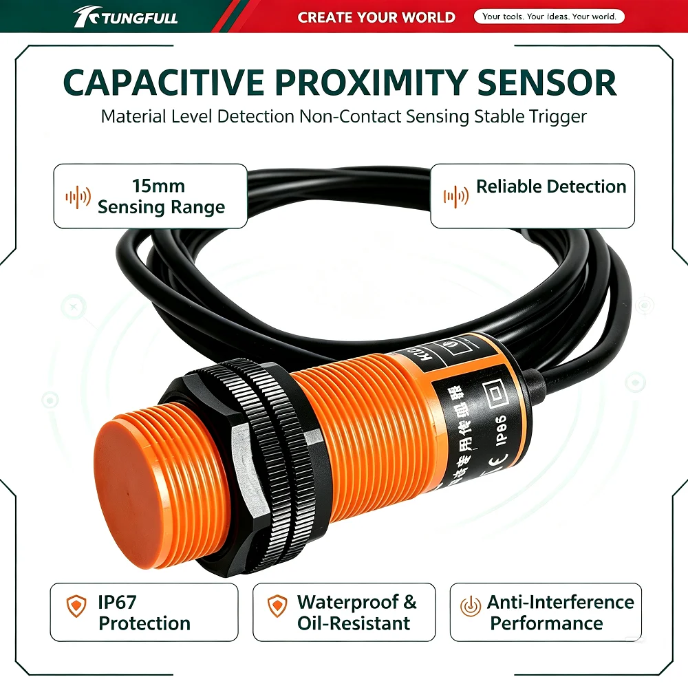 TUNGFULL M30 Capacitive Proximity Sensor K10202 K10016 220V NO Feed Level Switch Livestock Poultry Feed Line Detector Probe