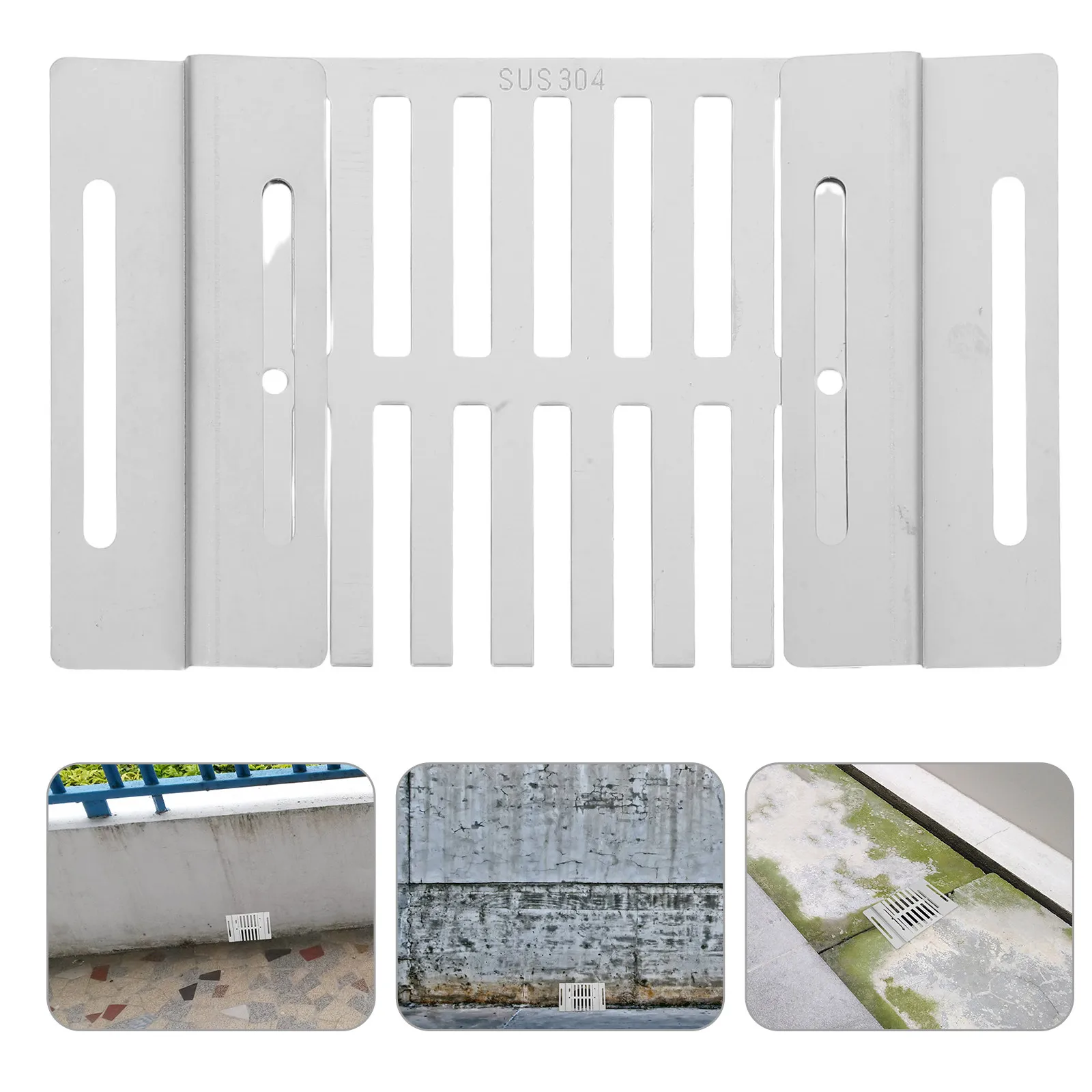 Stainless Steel Floor Drain Outdoor Side Wall Sliding Sewer Grate Heavy Duty Metal Drain Cover 10x10cm Concrete Filter