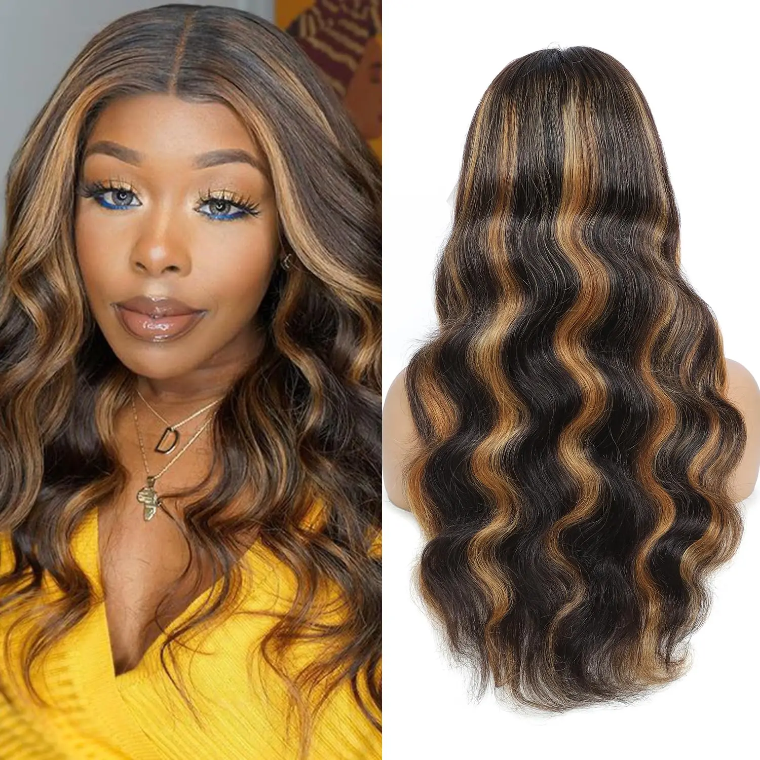 1B/30 Ombre Blonde Hoogtepunt Lace Front Pruiken Menselijk Haar voor Zwarte Vrouwen 20 Inch Body Wave 13x4 HD Transpar ent Lace Front Pruiken