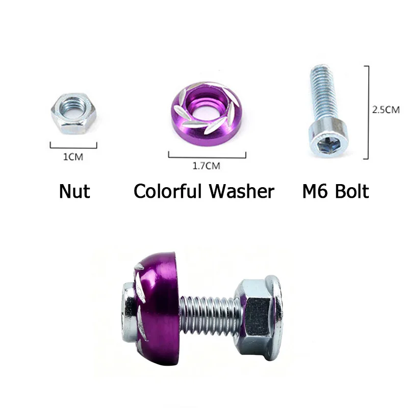 10set M6 Universal Motorcycle License Plate Frame  Modified Decorative Screws Nut Fit For Honda Kawasaki Suzuki Yamaha