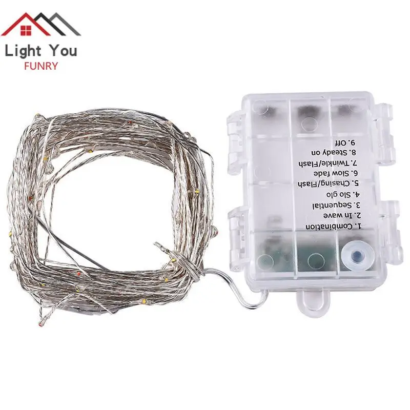 Christmas Light String 8 Function 100led Battery Box High-grade Copper Lights Home Decoration Light Strings