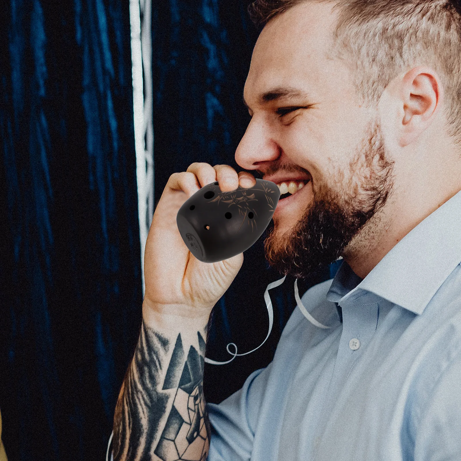 أداة موسيقية مصنوعة يدويًا من السيراميك والأكرينا باللون الأسود مكونة من 8 فتحات للمبتدئين والكبار في الحديقة للاستخدام الصوتي الصغير