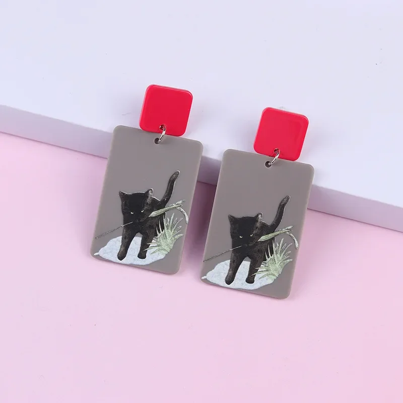 New Moon Cat Black Cat Eardrop Simple Fashion Acrylic Personality Geometric Earrings Earrings for Women