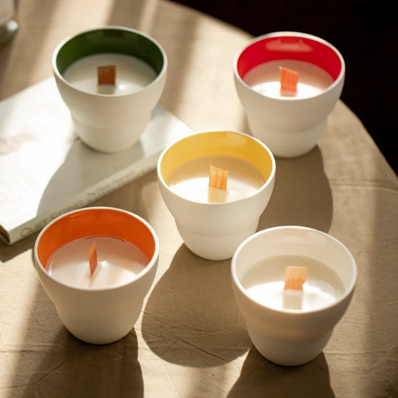 Macaron Empty Candle Cup Soy Wax Fragrance Container High Beauty Home Aroma Decor Ornament Holiday Birthday Housewarming Gift
