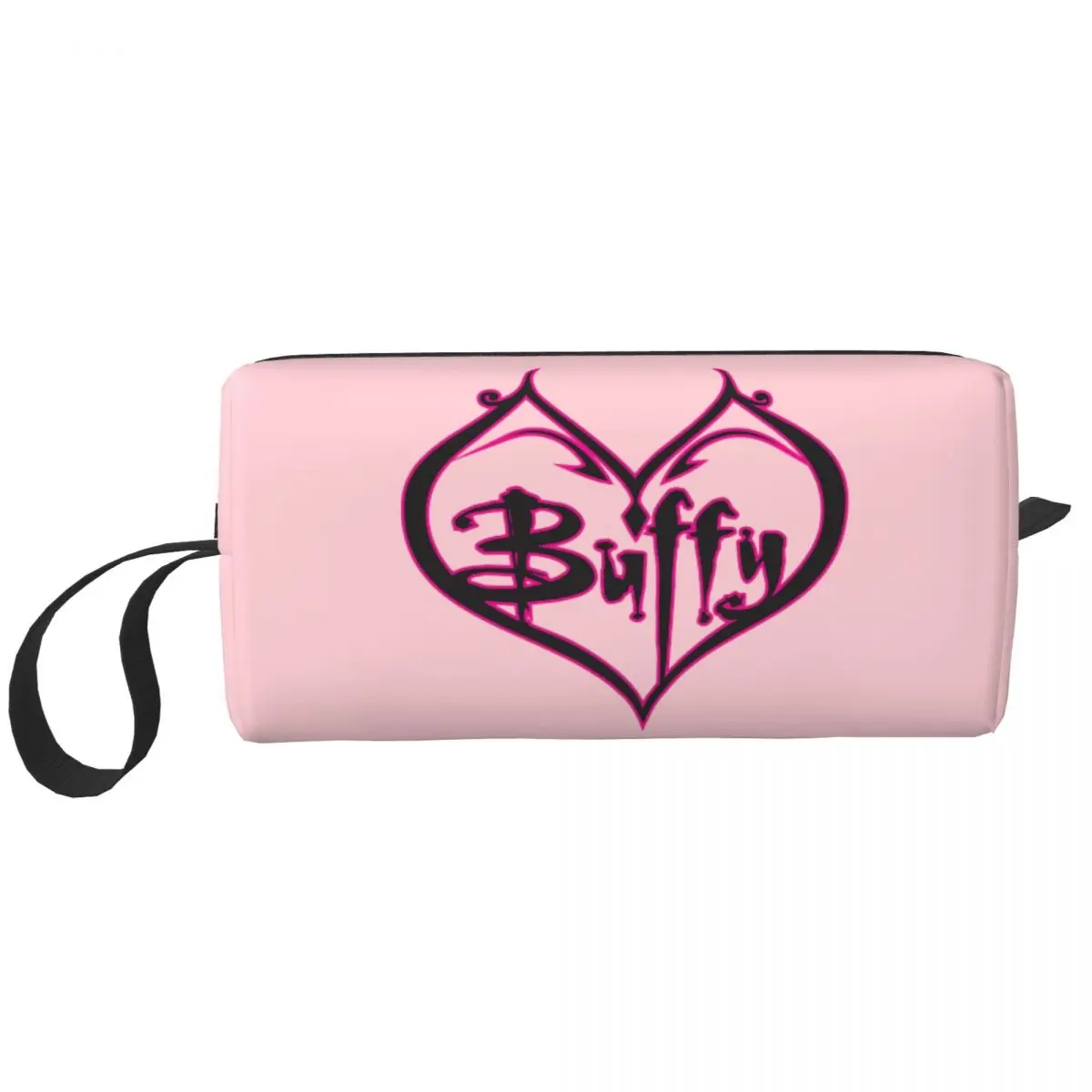 

Custom Buffy The Vampire Slayer Heart Logo Toiletry Bag for Women Makeup Cosmetic Organizer Lady Beauty Storage Dopp Kit Box