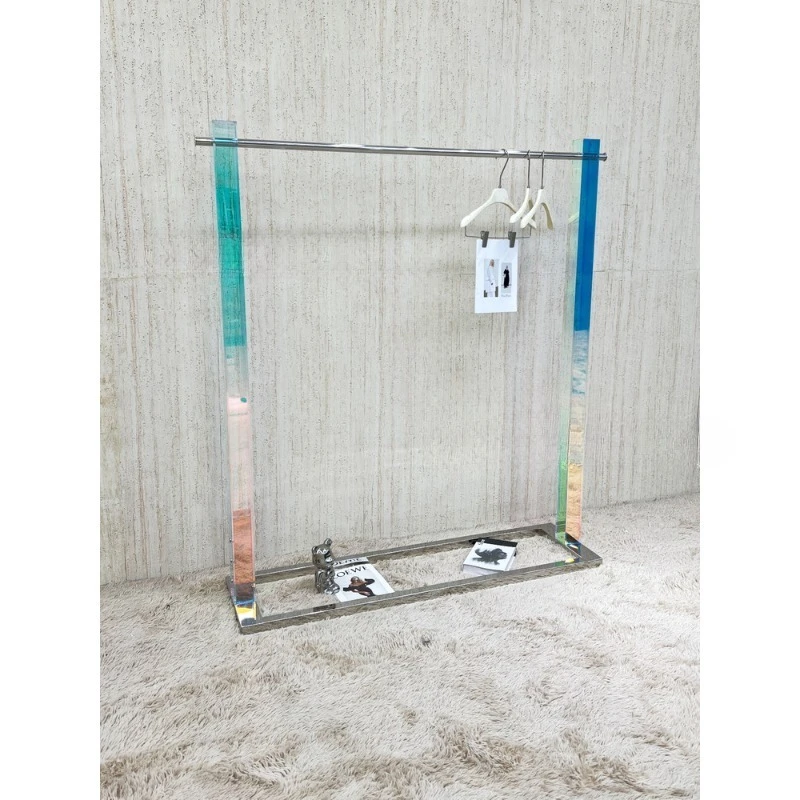 Clothing Store Display Rack Stainless Steel Acrylic Hanger Creative Colorful Floor Display Rack