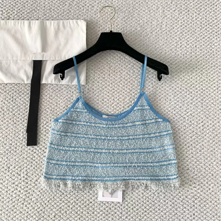 Customized European women's fashion 2026 spring new styles Striped knitted halter top without sleeves