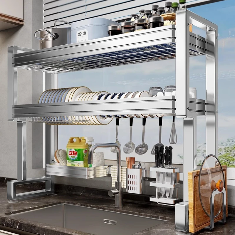 

‌ Сушилка из нержавеющей стали, очень большой держатель для посуды, термостойкий органайзер для столешницы, компактный кухонный аксессуар