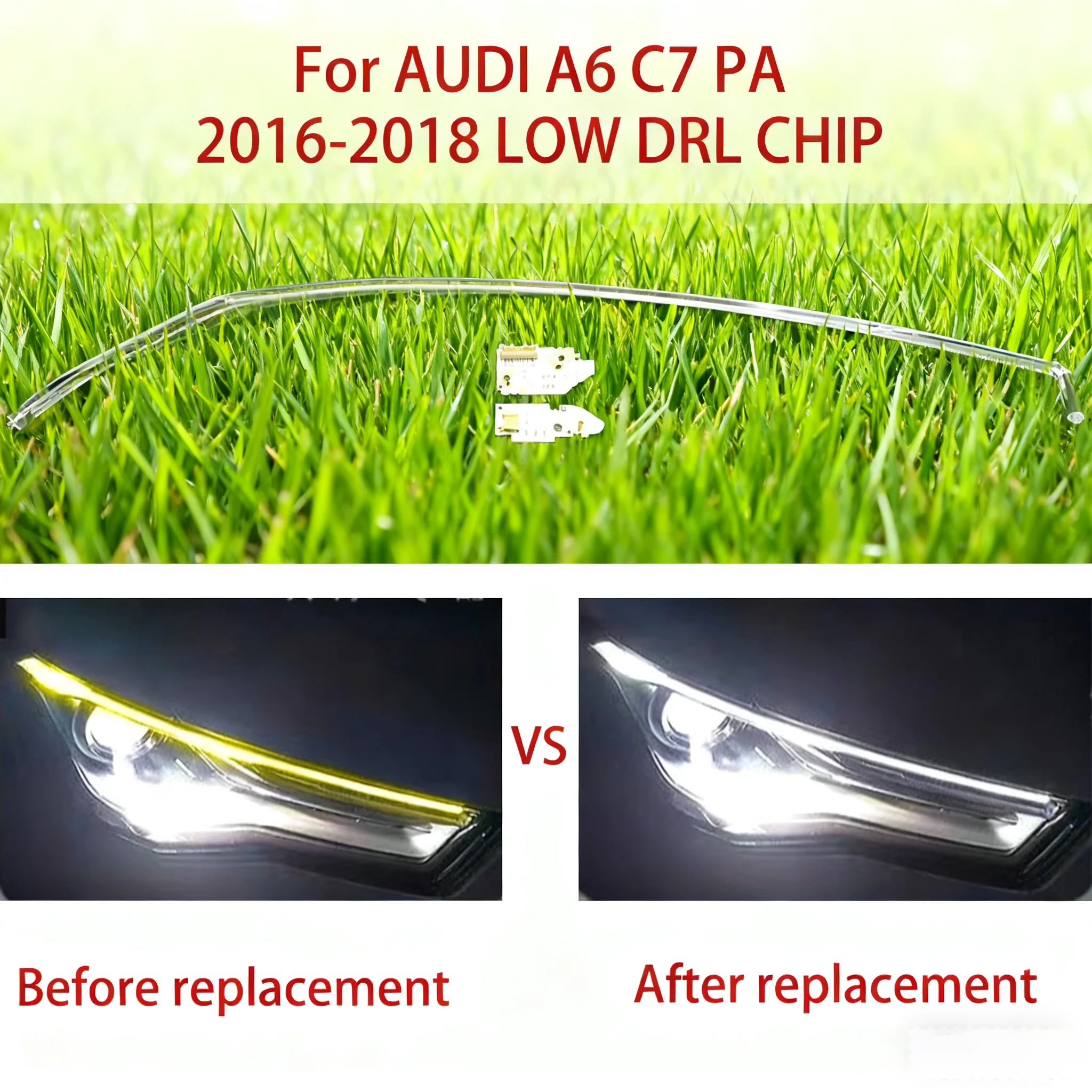 

Car Headlight DRL CHIP Strip Angel Eye Light Guide Tube Ballast Chip Module Parts FOR AUDI A6 C7 PA 2016-2018 LOW white Light
