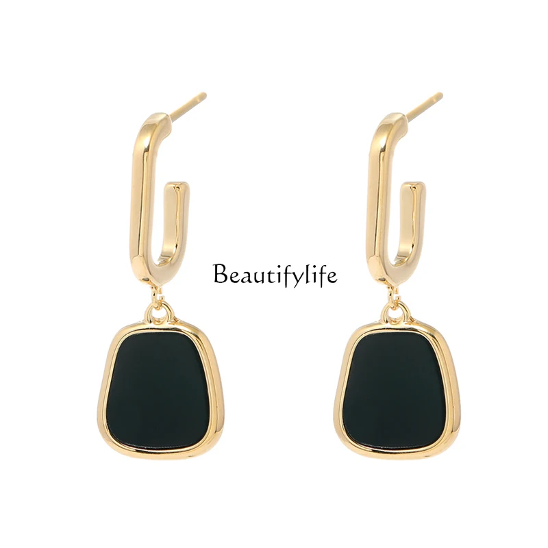 

2024 new temperament earrings women's Korean high-end atmosphere personalized earrings look thin