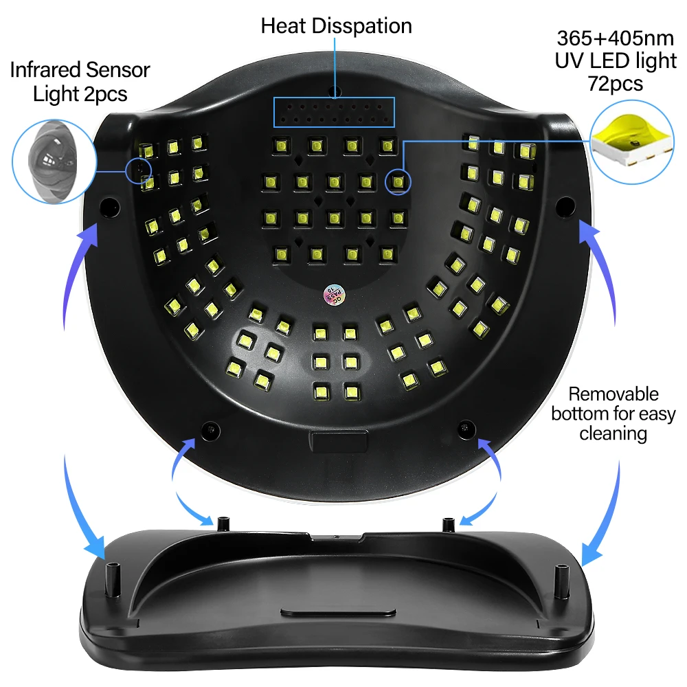 320W LED UV Light Dryer for Nails Gel Polish with 72 LEDs 4 Timer Setting LCD Display Screen Auto Sensor Professional Nail Light