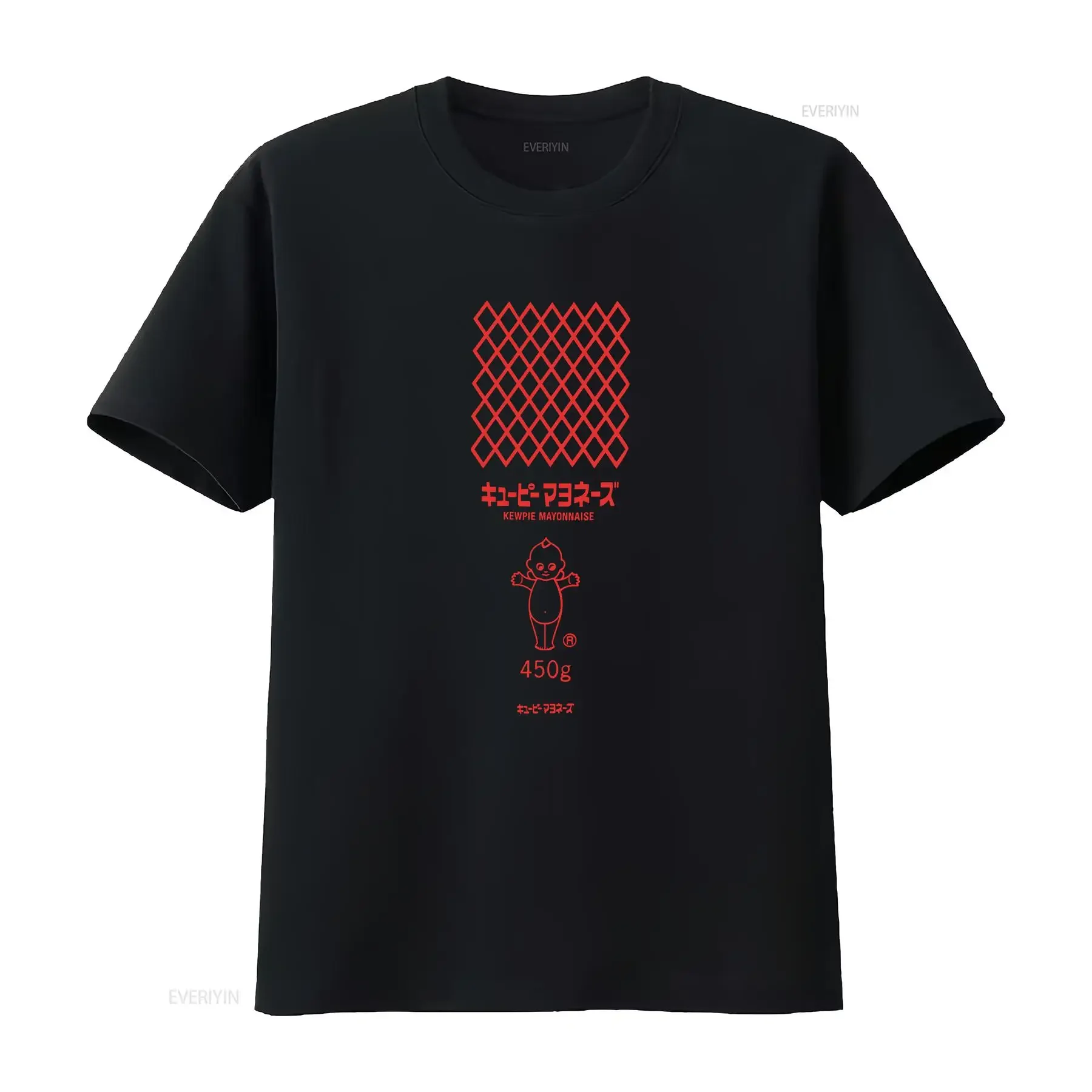 Kewpie Mayonnaise Baby Japanisches T-Shirt mit langen oder kurzen Ärmeln, Vintage-Stil, gewaschen, Unisex-Streetwear, vielseitiges Oberteil für den Alltag
