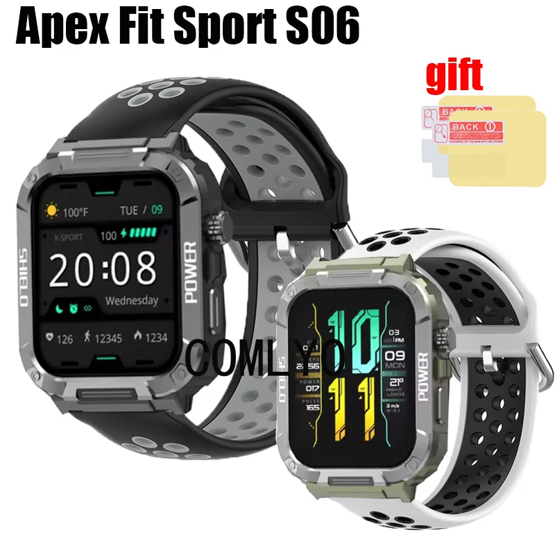 Band For Apex Fit Sport S06 Smart watch Strap Silicone Breathable Sports Bracelet Screen protector film For Women men