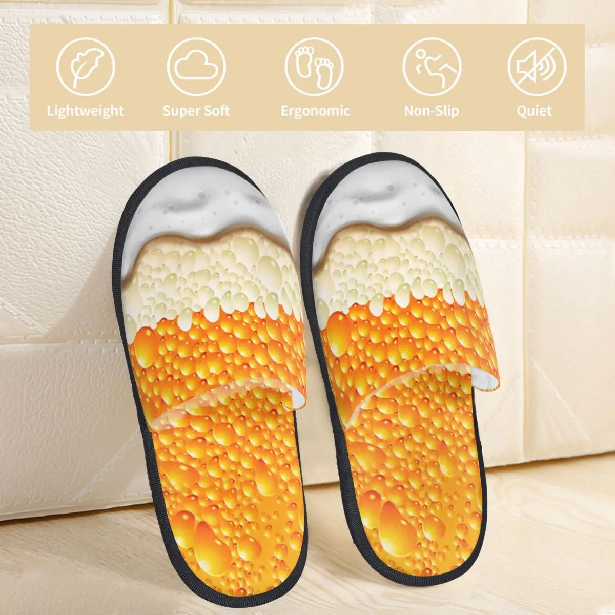 Novelty Beer Home Cotton Slippers Indoor Soft Household Fur Slippers Slides Anti Slip