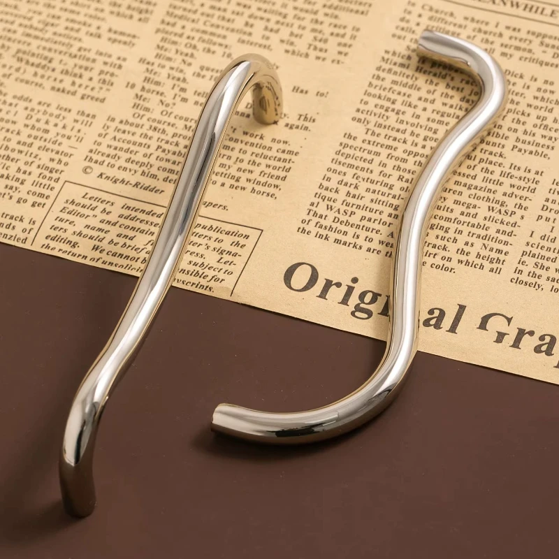 Brass Irregular Line Hardware Furniture Handle Bright Nicke Cupboard Wardrobe Dresser Drawer Cabinet Knobs T-Bar Decorative Knob