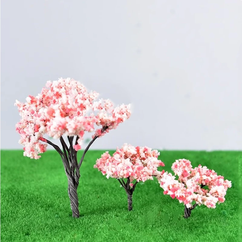 さくらの木日本の装飾品,ミニ桜のシミュレーション,マイクロフィギュア,庭の風景,カワイイ装飾,2個