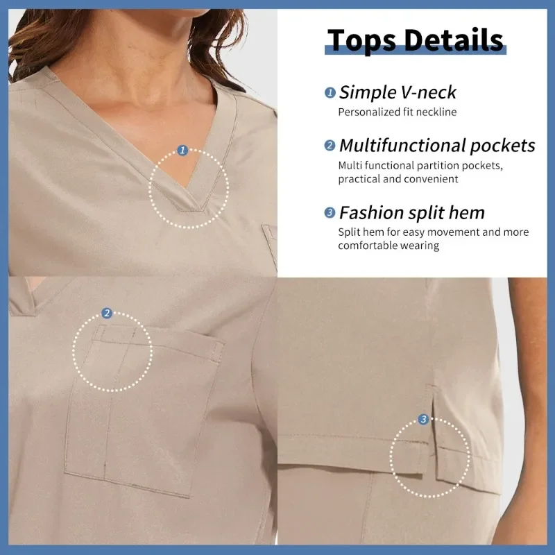 Traje exfoliante Multicolor para clínica de mascotas, ropa de trabajo para cirugía médica para mujer, conjunto exfoliante, Tops de manga corta + Pantalones, uniforme para enfermería