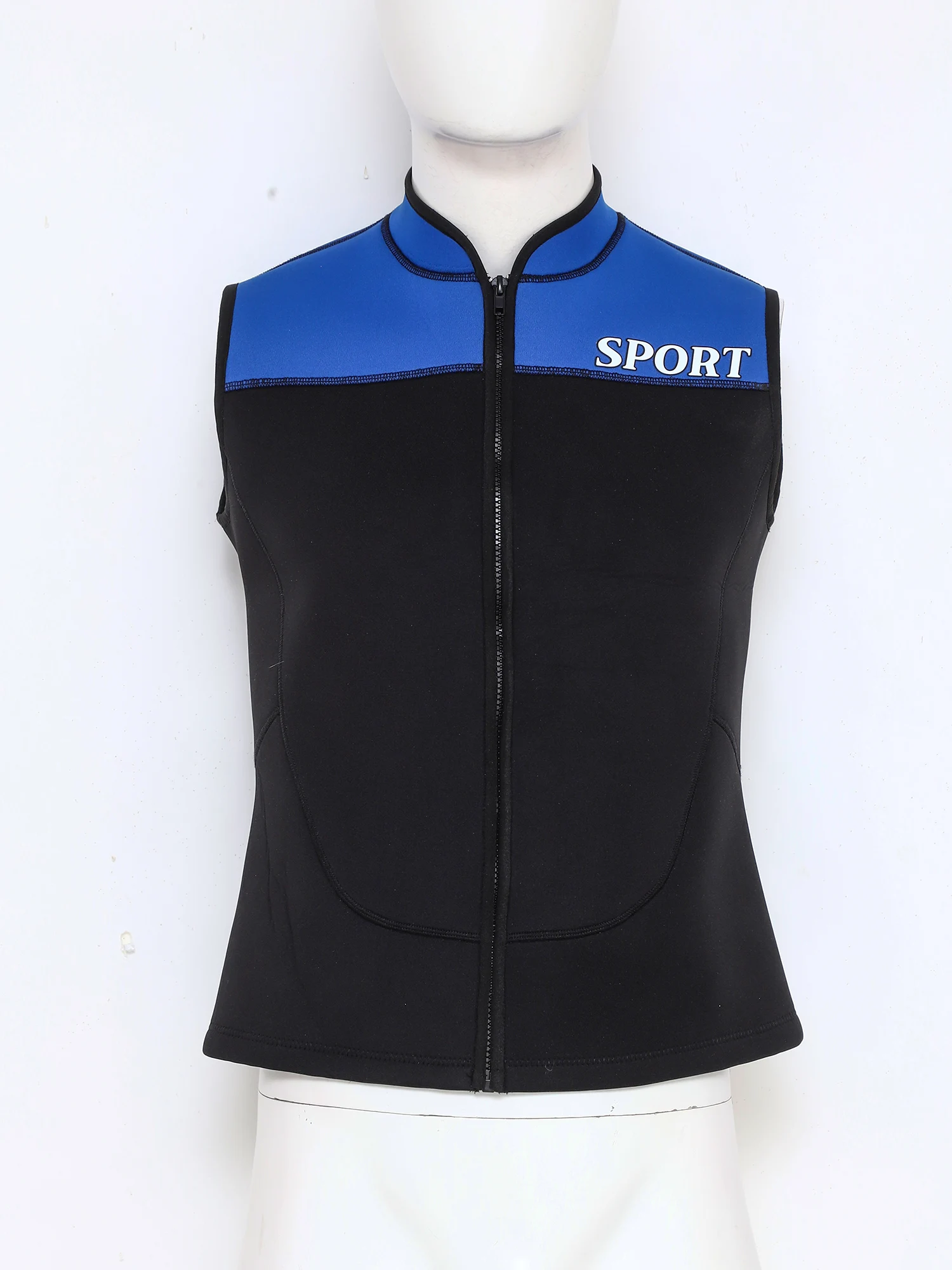Herren-Neoprenanzugweste aus 3 mm Neopren, ärmellos, mit Reißverschluss vorne, kontrastfarbenes Oberteil zum Tauchen, Surfen, Kajakfahren, Schwimmen – Detail 5