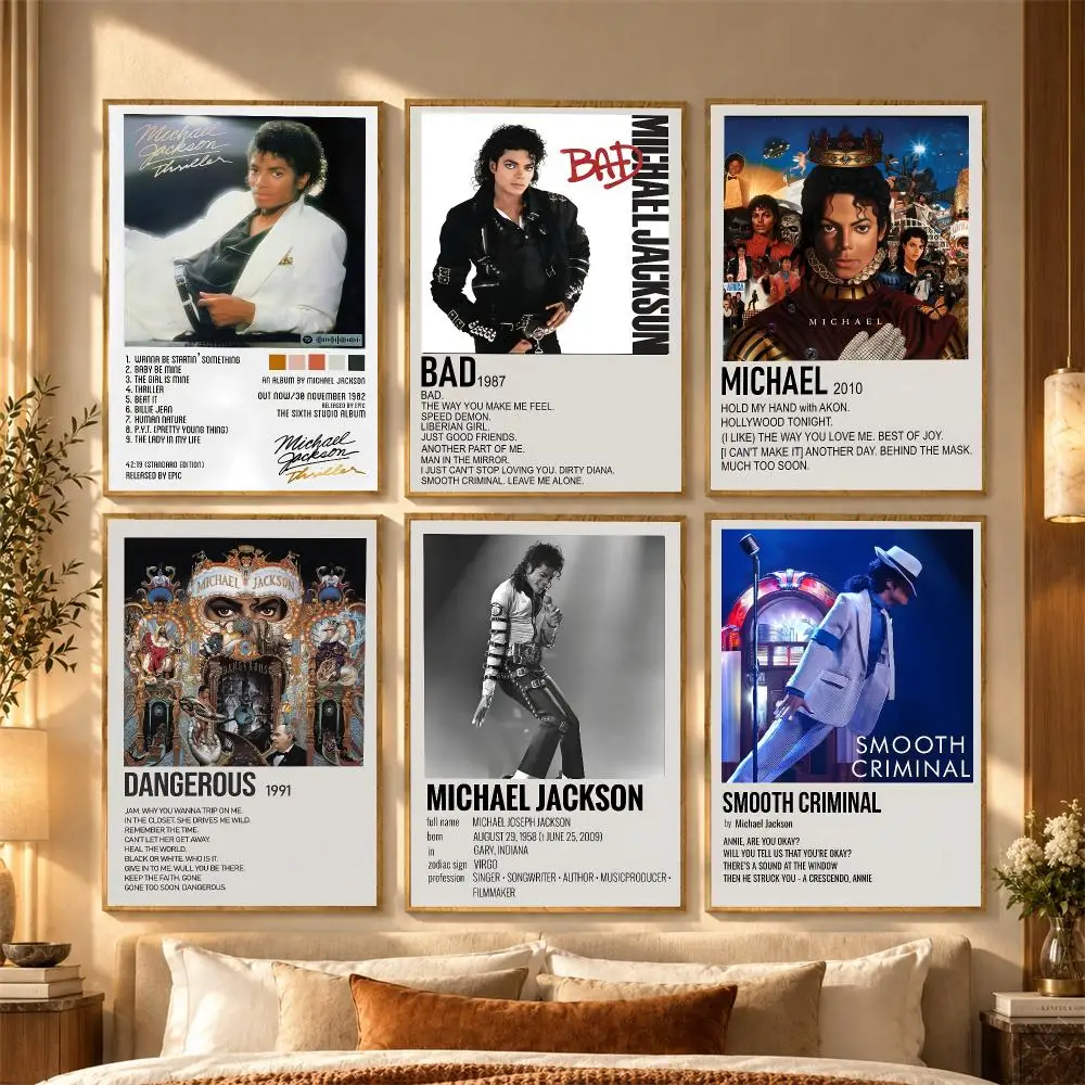 SuperStar M-Michael Jackson Poster Stickers Self-Adhesive Mural Wall Art Decals for Bedroom Living Room Home Painting Decor Gift