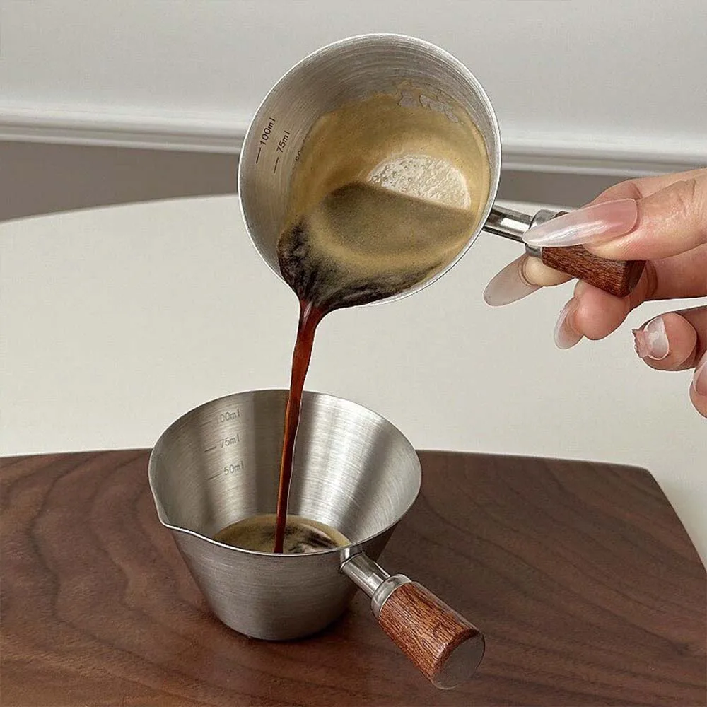Set Coffee Cup Stainless Steel Coffee Measuring Cup 100ml Multi-Purpose Espresso & Milk Ounce Cup With Measurement Marks