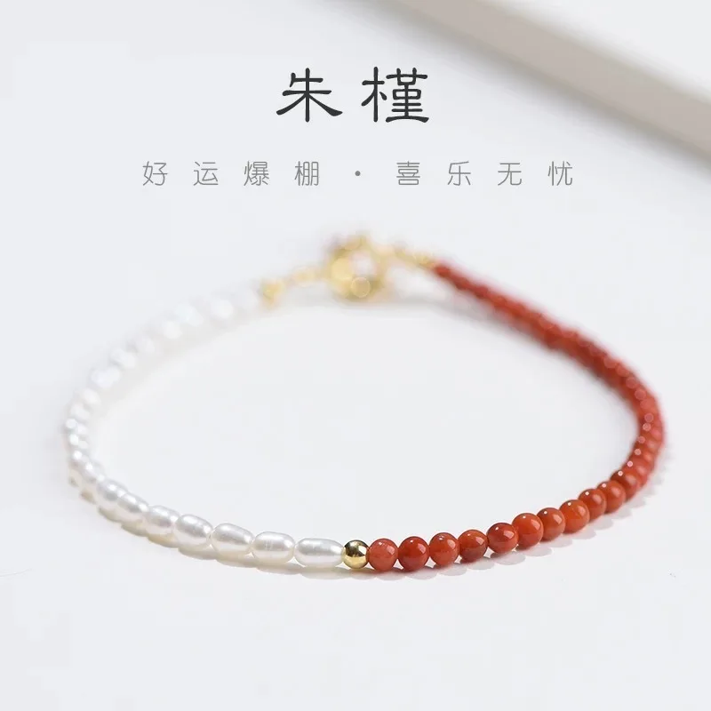 

Кристалл для женщин, уникальный дизайн, браслет из пресноводного жемчуга, ювелирные изделия лучшего друга, натуральный южно-красный браслет на руку