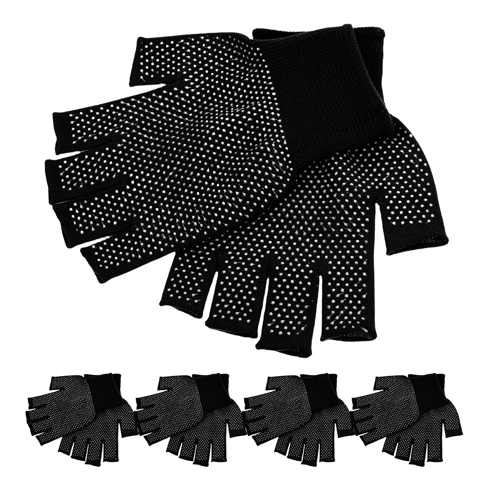 

5 пар рабочих перчаток без пальцев из полиэстера и ПВХ, с нескользящим покрытием, теплые, дышащие, для зимы, для вождения, езды на велосипеде, активного отдыха в холодную погоду