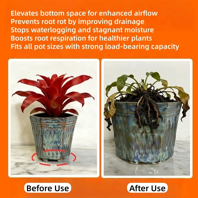 20/40pcs 12mm Trapezoidal Anti‑Slip Pot Risers, Small Planter Elevators, Indoor Outdoor Drainage Supports Prevent Plant Root Rot