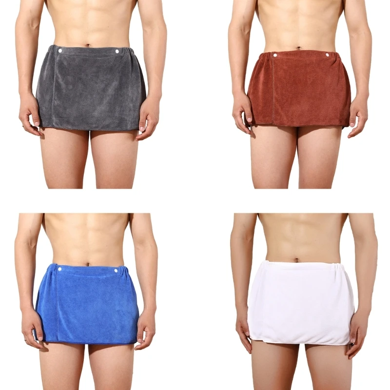 Men Wearable Bath Towel Short Pants Soft Coral Fleece Super Absorbent Swimming Dropship