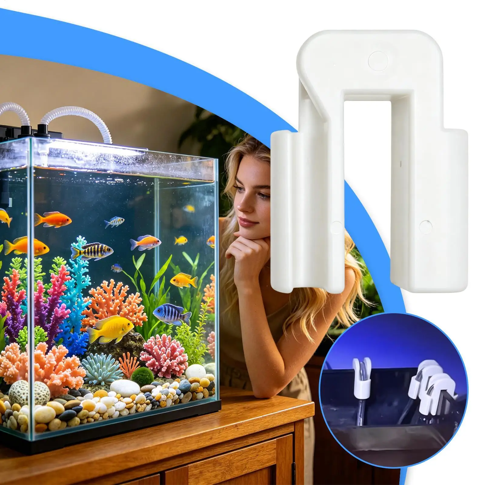 Anti-Slip Aquarium Tubing Fixing Clip Wearproof Material Fasten Water Change Line for Home Aquarium Siphon Device Daily Maintena