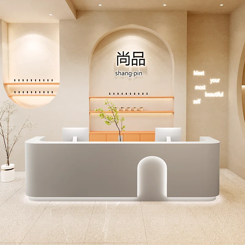 Reception Aesthetic Salon Counter Luxurious Office Desk Cash Beauty Furniture Lectern Simple Long Minimalist Recepcion Spa