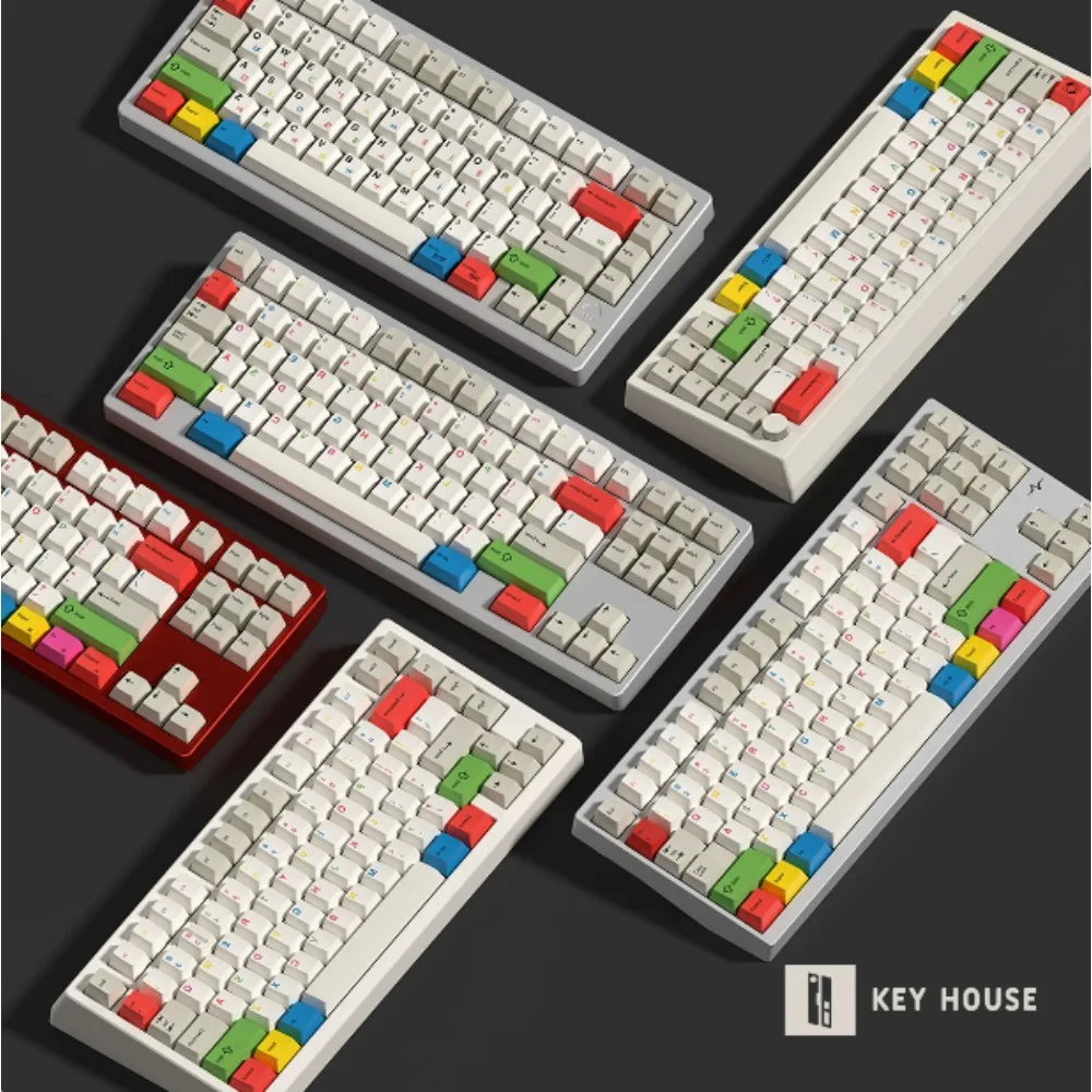 122pcs Key Cap Key House RGB Theme Thermal PBT Sublimation Cherry-Profile for Mechanical Keyboard 65/75/68/80 Layout Hot Swap