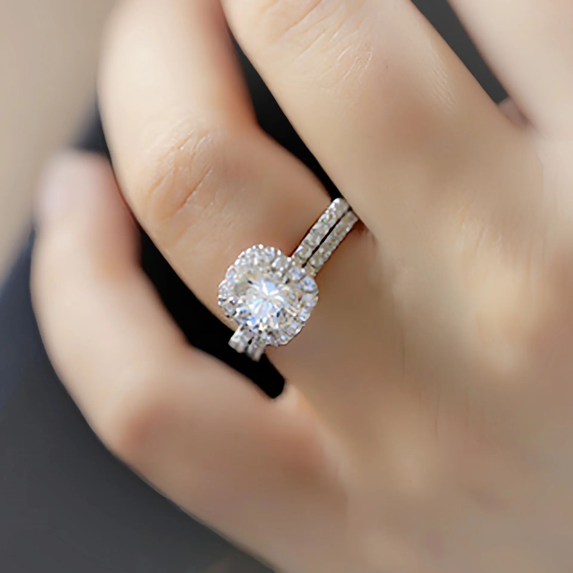 

New Autumn Silver Plated Rings set For Women Cubic Zirconia Jewelry Wedding Engagement Ring Wholesale Size 5-11