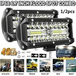 13200LM 40LED Light Bar Waterproof Offroad Fog Light 120W Driving&Work Light Bar Spot Flood Beams Combo for UTV ATV Truck Boat