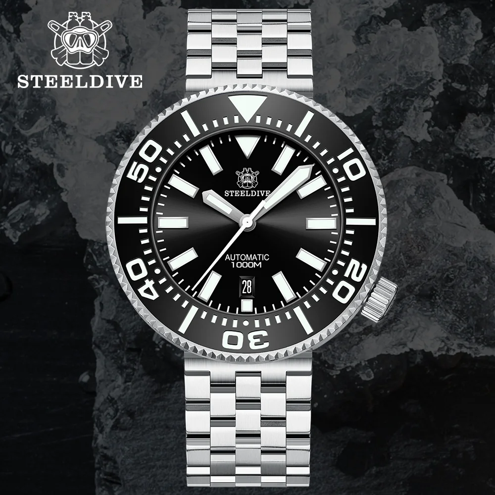 

STEELDIVE SD1976P Luxury Dive Watch Swiss Luminous 1000M Waterproof NH35 Movement No Bottom Cover Design Mechanical Wristwatch