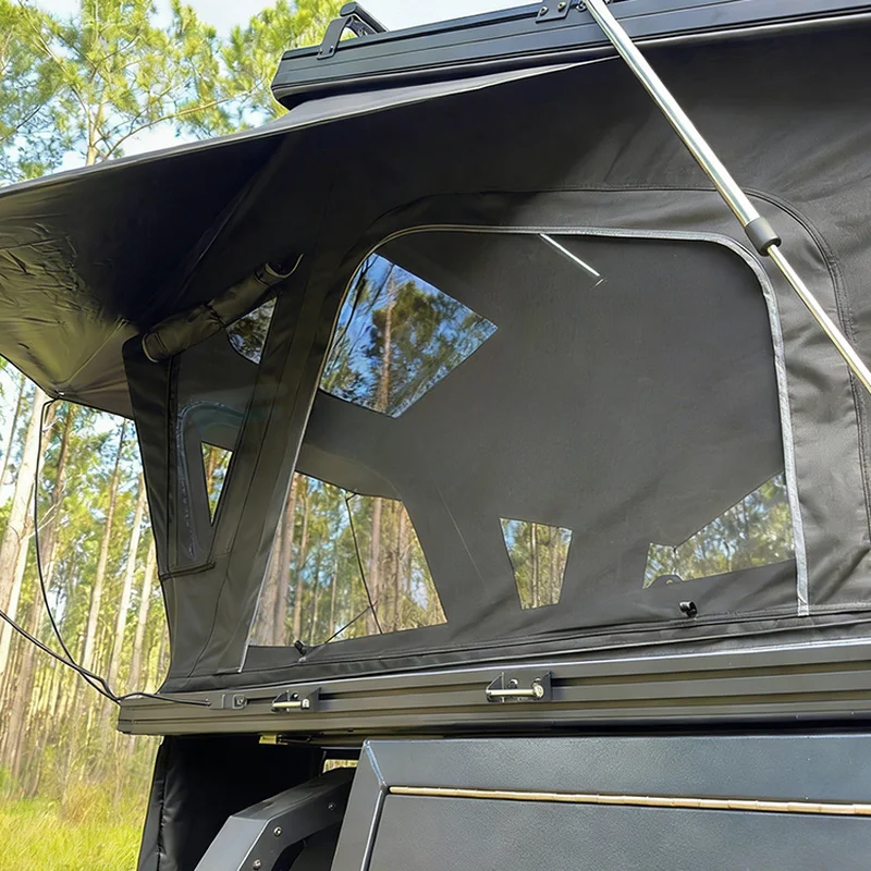 High Quality Triangle Aluminum Hard Shell Rooftop Tent With Solar Panel, Portable Outdoor Car Camping Tent For Self-driving Trav