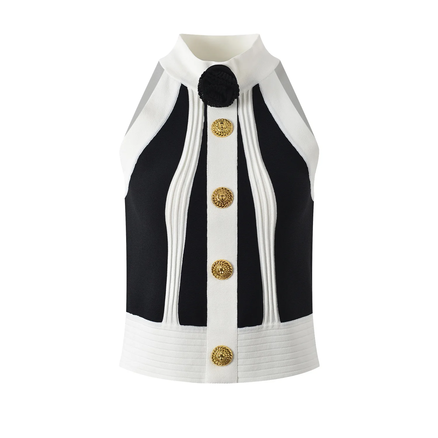 

Slimming High Waist ort Top with Bla Rose Pendant Metal Bule Strapl Women's Faion Spring Summer Bright Tead