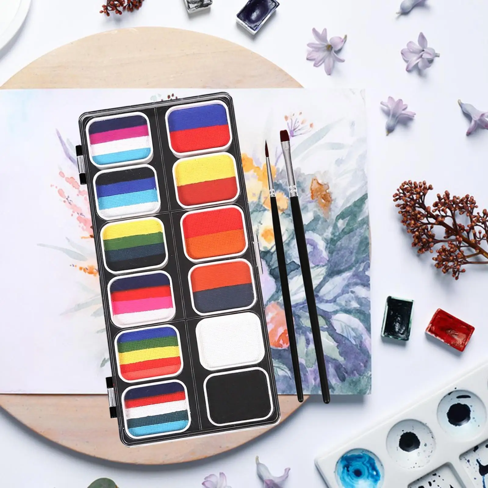 Farby do twarzy i ciała, 12 kolorów, zestaw do malowania twarzy, praktyczny i łatwy w użyciu.