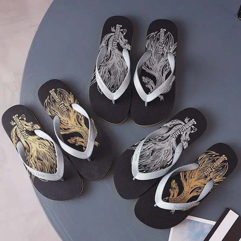 멋진 플립플랍 슬리퍼 남성 여름 패션 캐주얼 논슬립 커플 플립플랍 통기성 비치 단색 편안한 슬리퍼