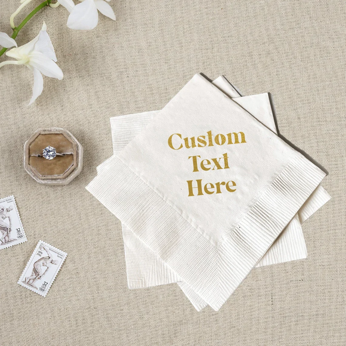 50pcs Corporate Logo Napkins, Wedding Logo Napkins, Design Your Own Napkins, Custom Artwork