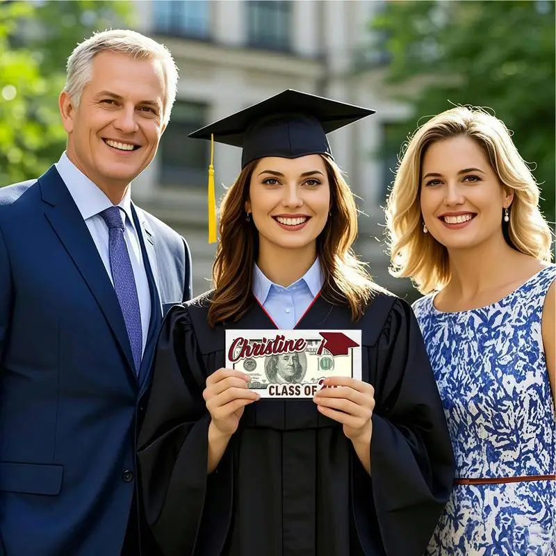 حامل أموال التخرج 2025 صندوق بطاقات التخرج الخشبي حامل النقود طبقة مزدوجة منظم ملحقات الحفلات للأصدقاء