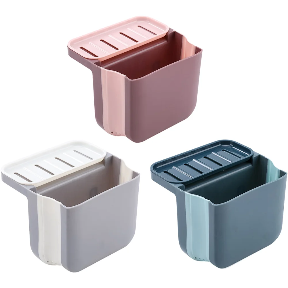 Suction Cup Kitchen Sink Strainer Drain Rack Foldable Soap Sponge Holder Vegetable Leftovers Drainer Basket Hanging Trash Can
