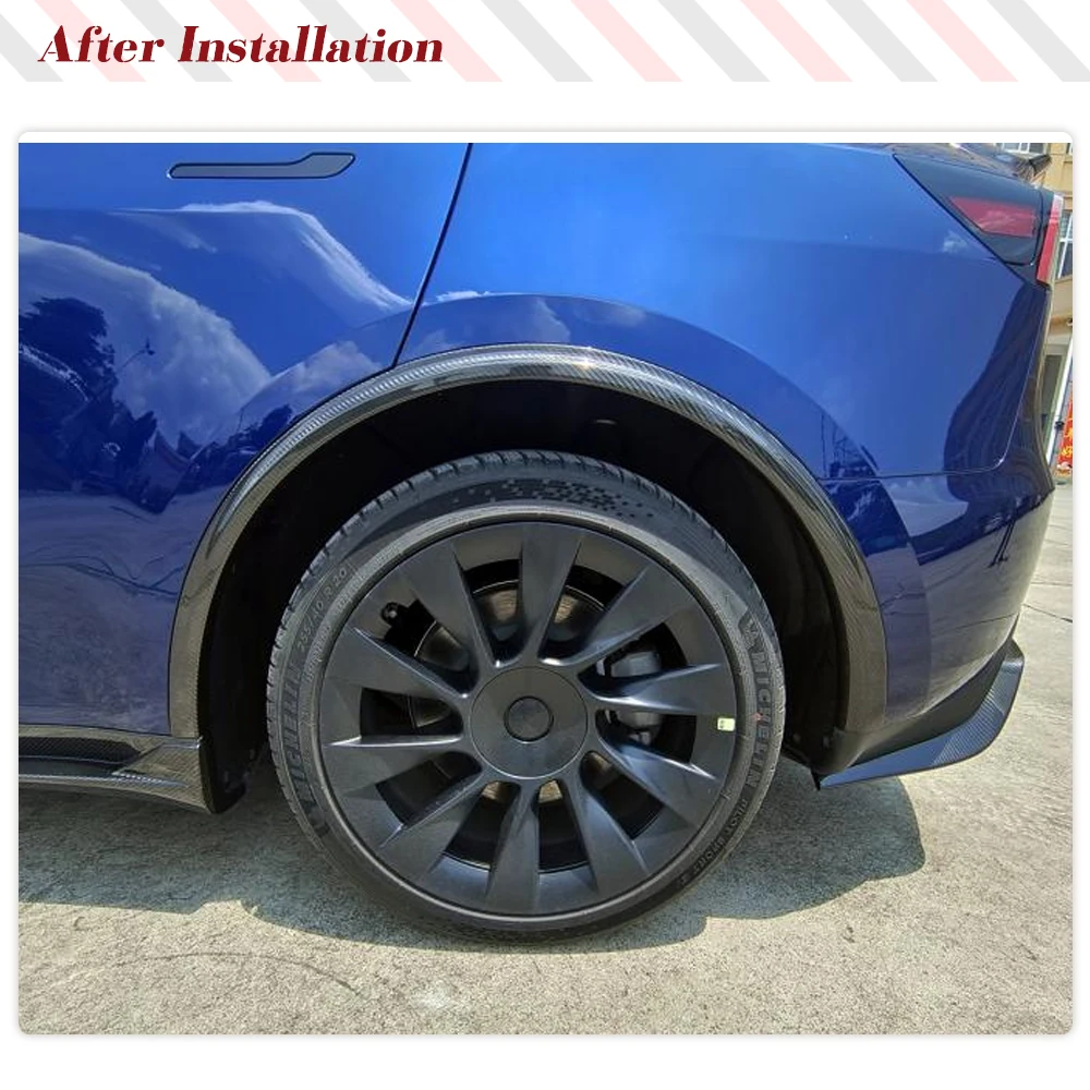 Dry Carbon Car Wheel Eyebrow Protector Mudguard Flaps Guards for Tesla Model Y 2019-2021 Wheel Arch Flare Covers Strip Trims