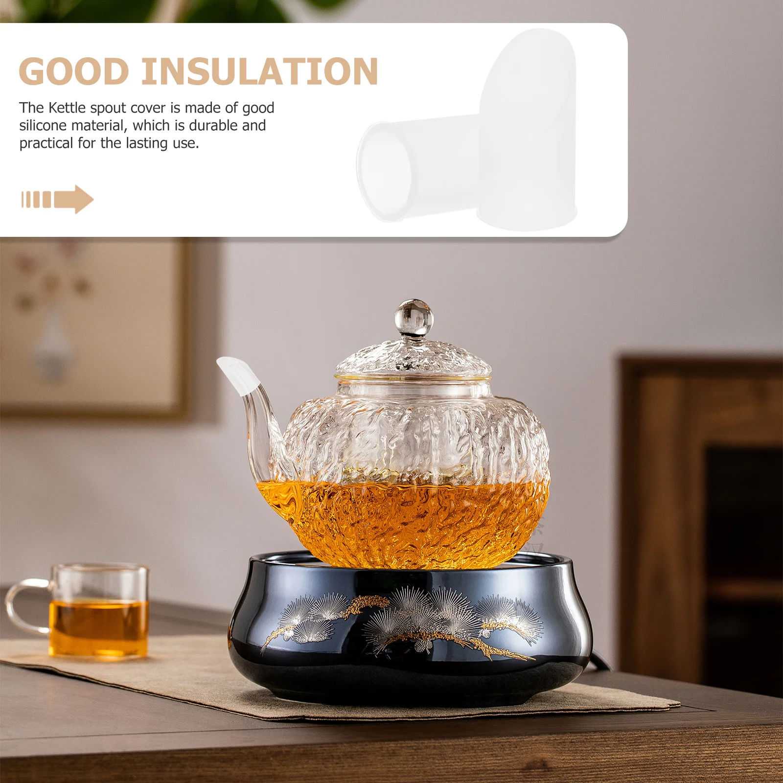 

2Pcs Tea Pot Spout Cover Premium Silicone Material Anti-Leak Spout Sleeve Heat Insulated Kettle Accessories for Home Brewing