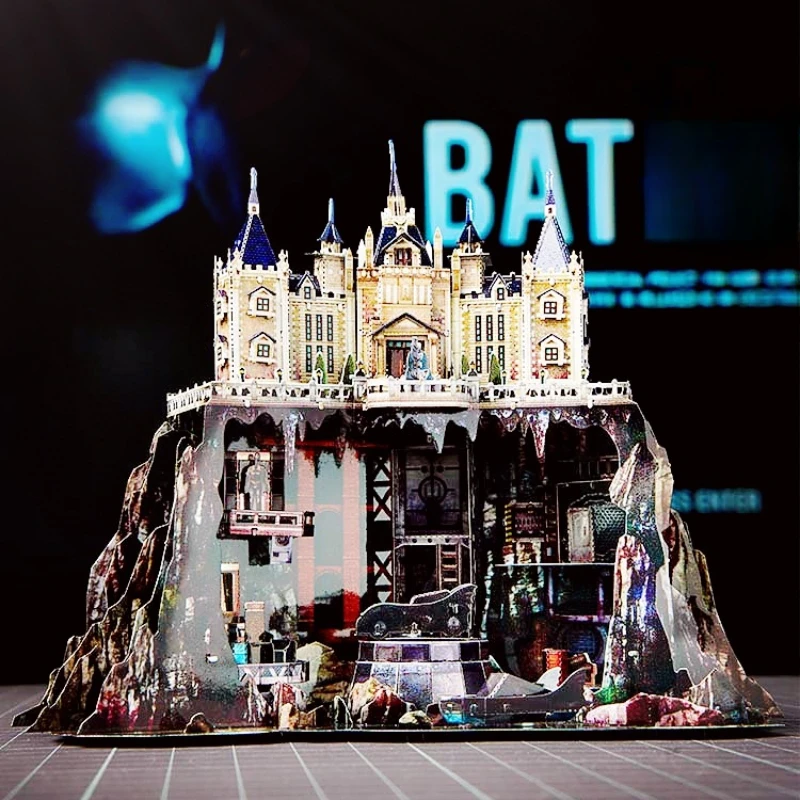 3D colorido Bat Castle Metal Puzzle, Montagem modelo de liga Jigsaw, Desktop ornamentos, presentes DIY, adulto, criativo